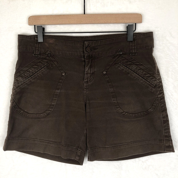 prAna Tess Organic Cotton Shorts Women's Sz 6‎ Brown Canvas Stretch 6" Inseam - Picture 1 of 11